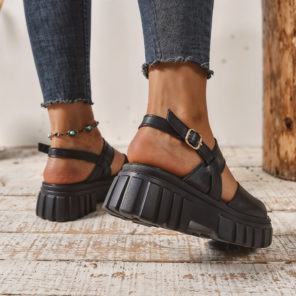 George – Niezwykle Wygodne Ortopedyczne Sandały na Platformie z Grubą Wspierającą Podeszwą