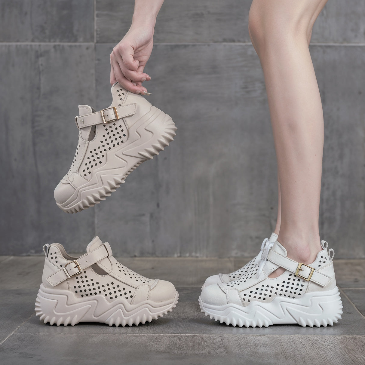 Elena – Niezwykle Wygodne Ortopedyczne Buty z Ażurową Cholewką i Grubą Podeszwą