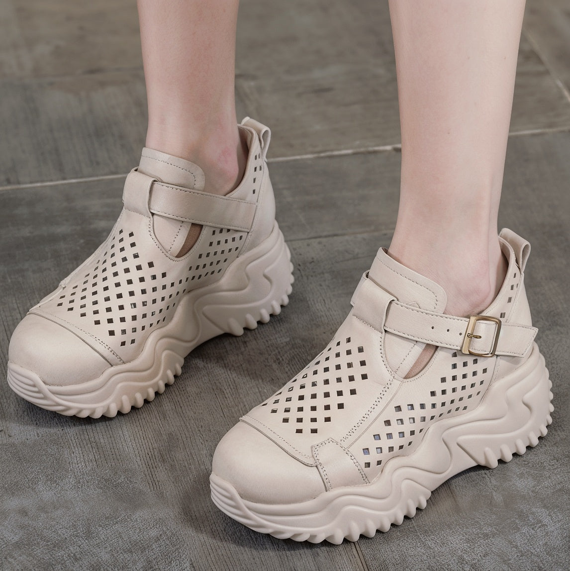 Elena – Niezwykle Wygodne Ortopedyczne Buty z Ażurową Cholewką i Grubą Podeszwą