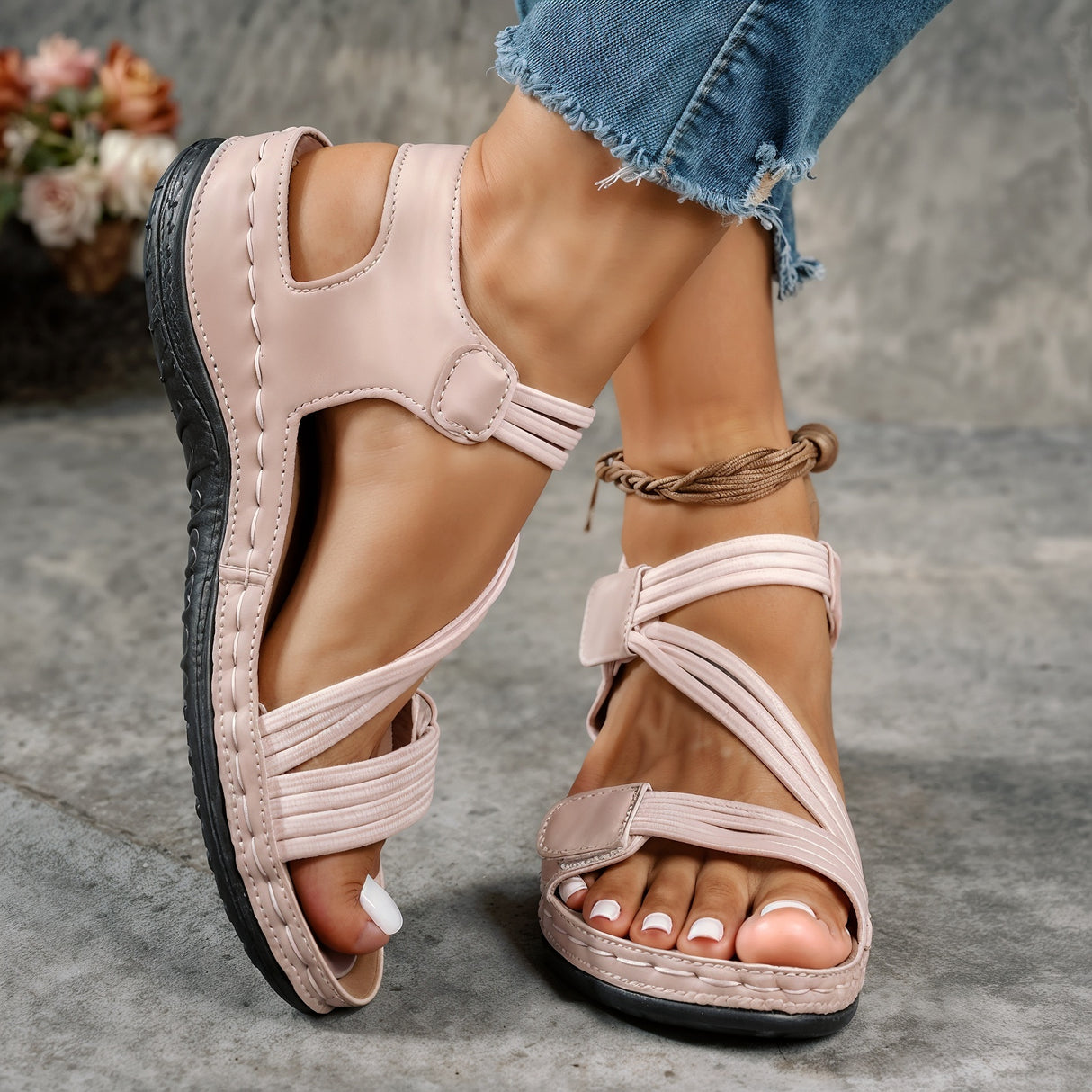 Helen – Wyjątkowo Wygodne Ortopedyczne Sandały z Regulowanym Zapięciem i Koturnem