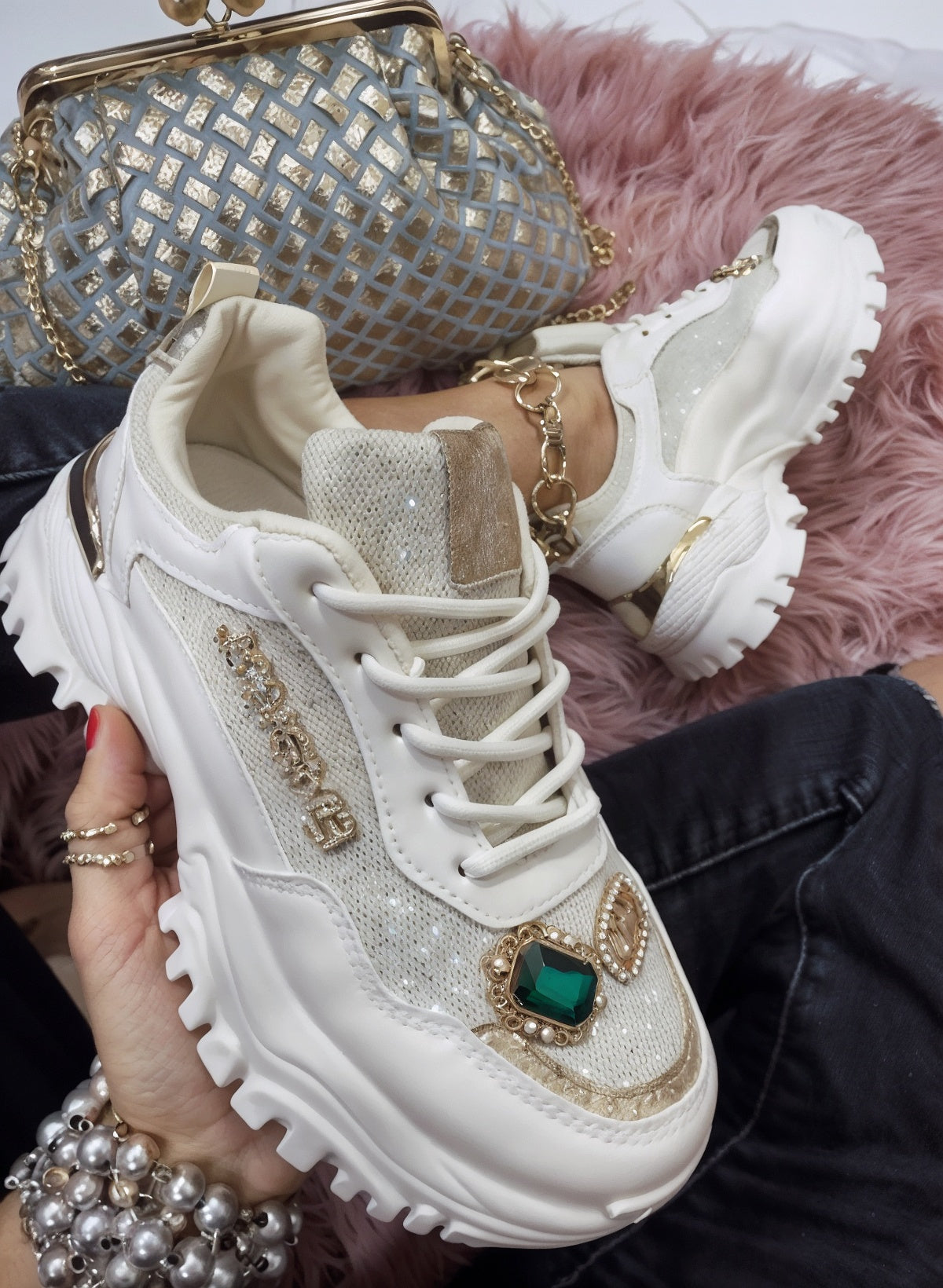 Eve – Ortopedyczne Błyszczące Sneakersy z Maksymalnym Komfortem i Stylowym Wykończeniem