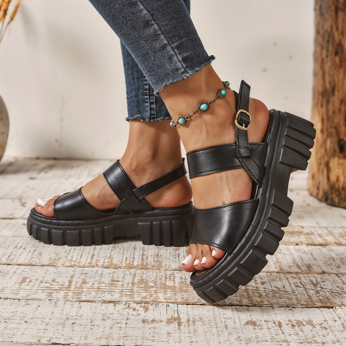 George – Niezwykle Wygodne Ortopedyczne Sandały na Platformie z Grubą Wspierającą Podeszwą