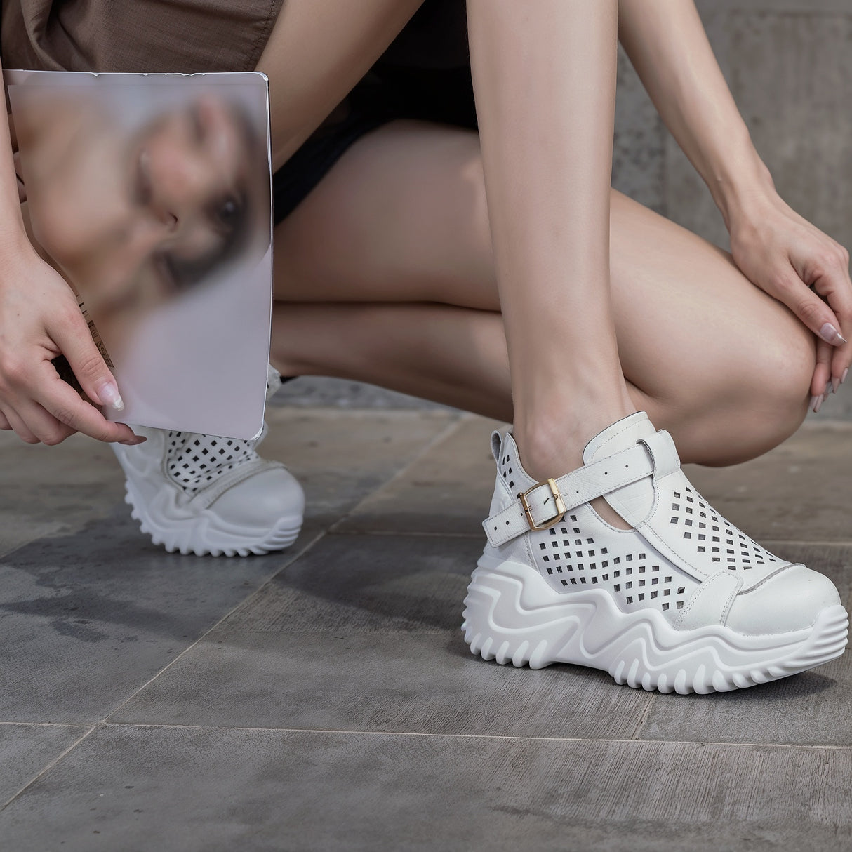 Elena – Niezwykle Wygodne Ortopedyczne Buty z Ażurową Cholewką i Grubą Podeszwą