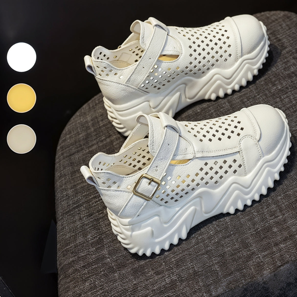 Elena – Niezwykle Wygodne Ortopedyczne Buty z Ażurową Cholewką i Grubą Podeszwą