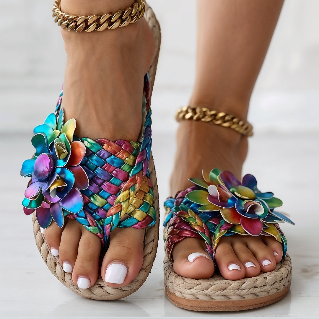 Ayla – Ultrawygodne Ortopedyczne Sandały Z Kwiatową Ozdobą