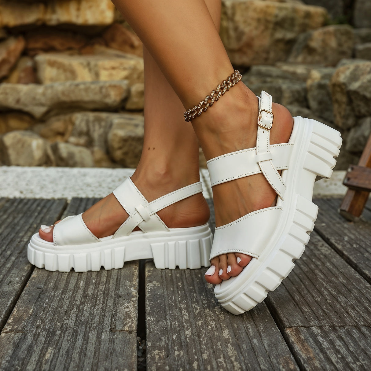 George – Niezwykle Wygodne Ortopedyczne Sandały na Platformie z Grubą Wspierającą Podeszwą