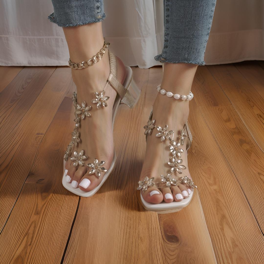 Eloria – Eleganckie Ortopedyczne Sandały z Kryształkami
