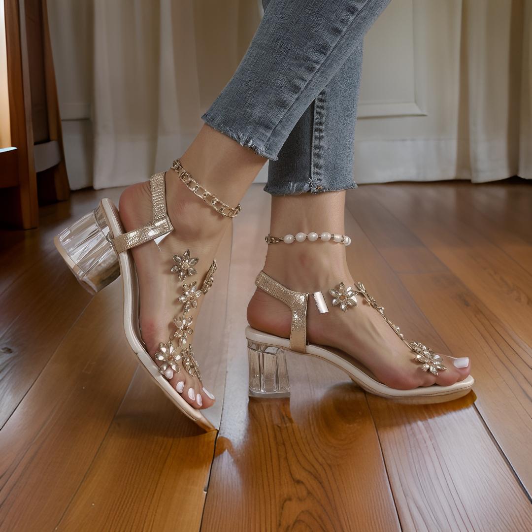 Eloria – Eleganckie Ortopedyczne Sandały z Kryształkami