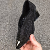 Agatha – Ortopedyczne Błyszczące Czółenka z Siateczką i Kryształkami