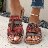 Barbara – Niezwykle Wygodne Ortopedyczne Wsuwane Sandały z Ozdobnym Chwościkiem