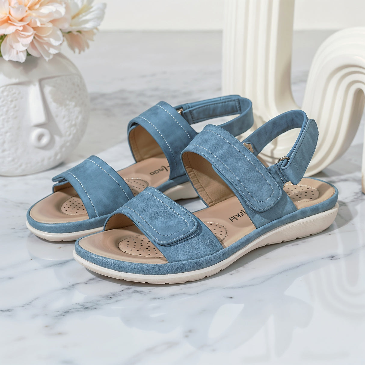 Bianca – Ultra Wygodne Ortopedyczne Sandały na Koturnie z Paskiem na Kostce