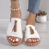 Barbara – Niezwykle Wygodne Ortopedyczne Wsuwane Sandały z Ozdobnym Chwościkiem